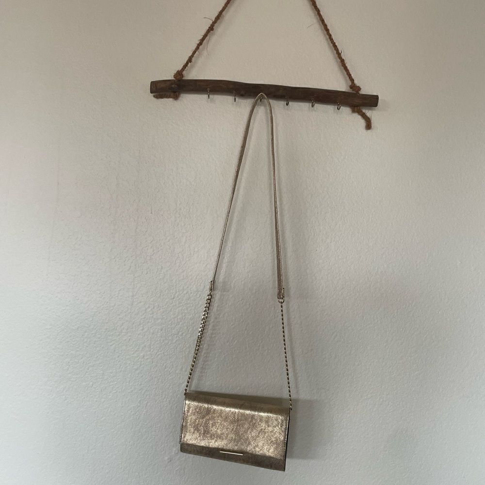 Metallic snake print crossbody bag
